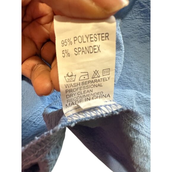 Casual Loose A Line Sleeveless Blue Button Detail Tunic Dress With Pockets Sz M - Picture 4 of 9